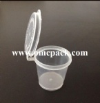 0.75oz disposable plastic sauce container with hinged lid